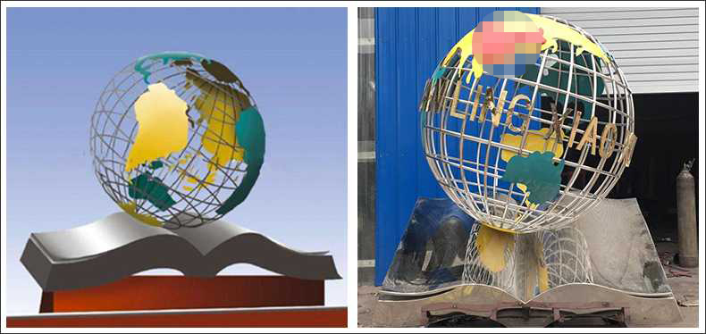 不銹鋼地球，景觀地球雕塑，學(xué)校地球儀擺件