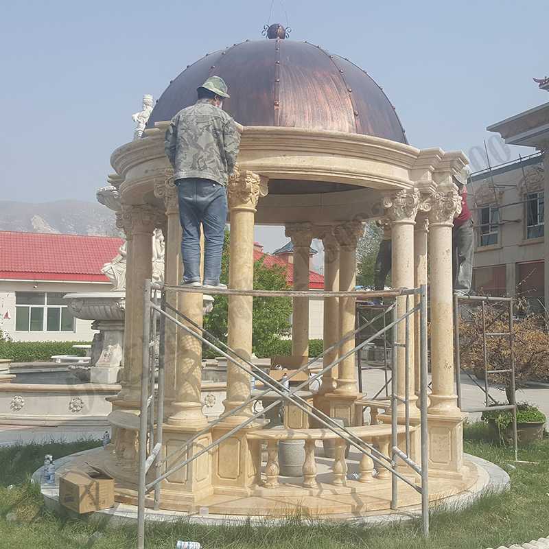 歐式大理石涼亭，石雕柱子亭子，石材景觀涼亭