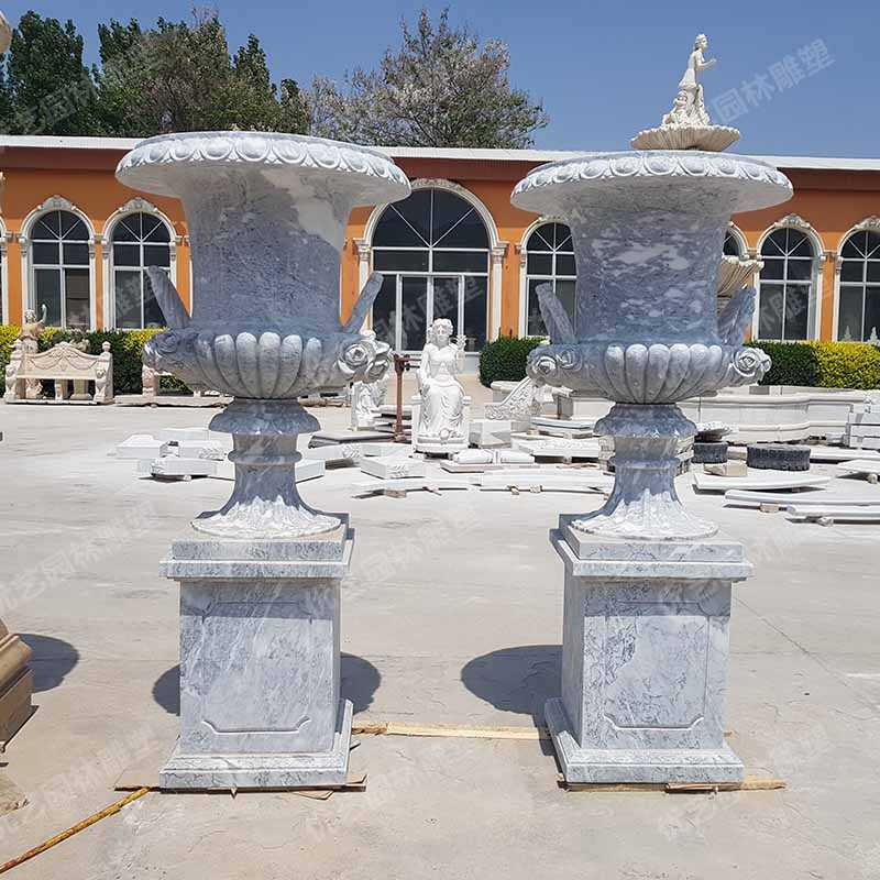 石雕花盆，大理石花盆